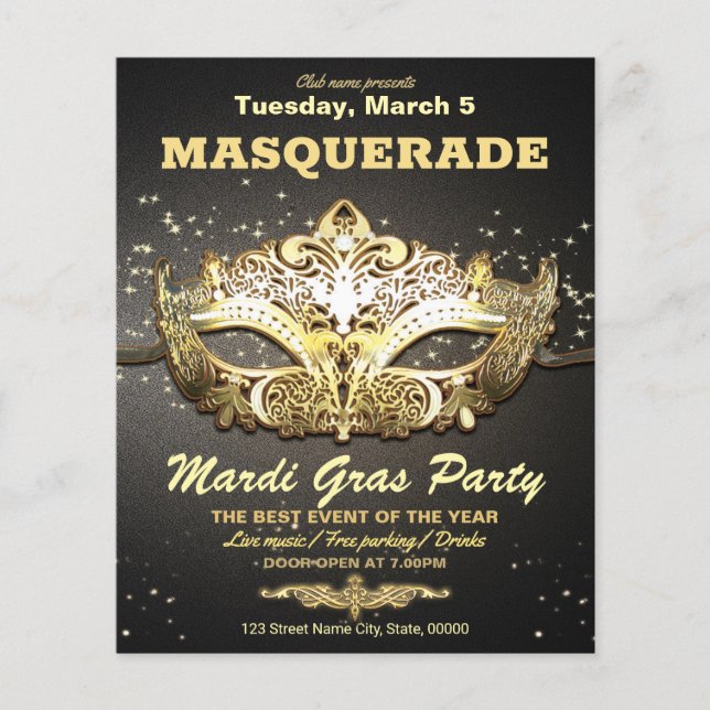 "Mardi Gras Party Einladung Flyer (Vorne)