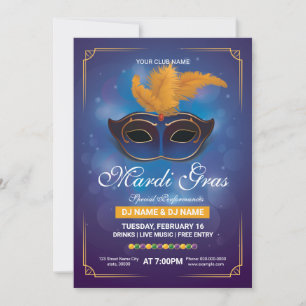 Mardi Gras Party Einladung Flyer Template