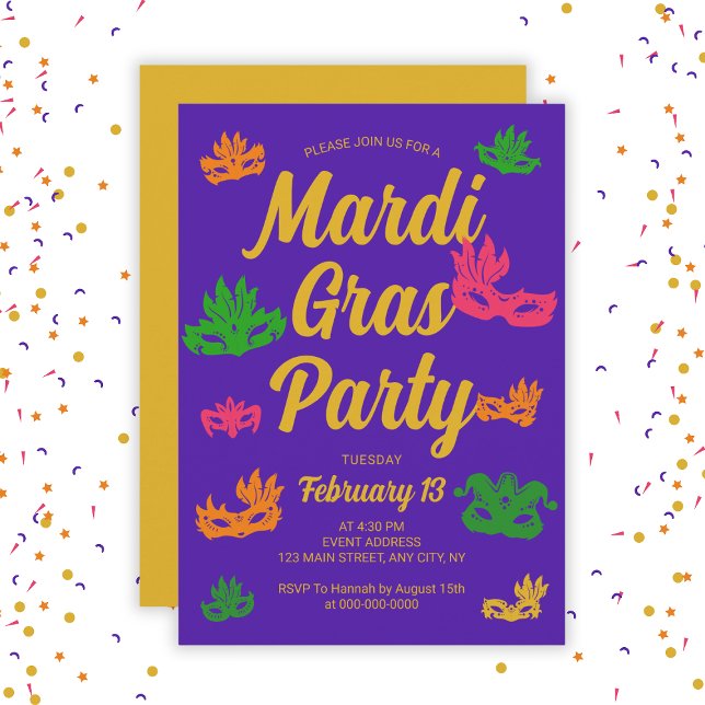 Mardi Gras Party Fat Dienstag Karneval Einladung (Mardi Gras Party Fat Tuesday Carnival Invitation
)