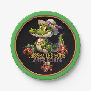 Mardi Gras Party Gator & Crawdads Pappteller