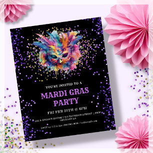 Mardi Gras Party Glitzer Einladung
