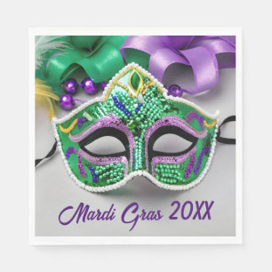 Mardi Gras Party Maske und Perlen Serviette