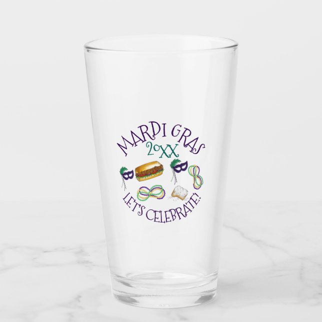 Mardi Gras Party New Orleans Beignet Maskenperlen Glas (Vorderseite)
