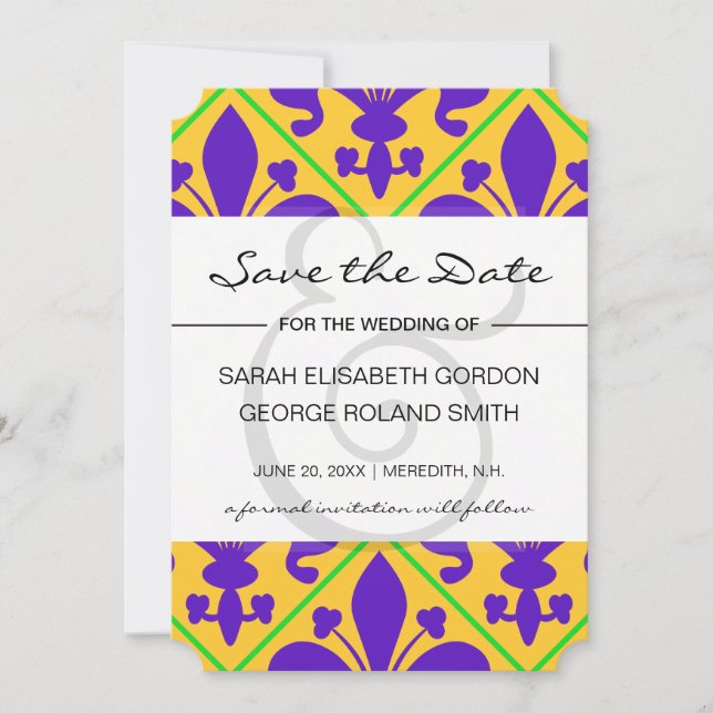 Mardi Gras Party New Orleans Lilie Save The Date (Vorderseite)