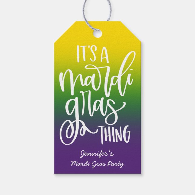 Mardi Gras Party Text Design Ombre Geschenkanhänger (Vorderseite)