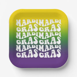 Mardi Gras Party Text Design Ombre Pappteller