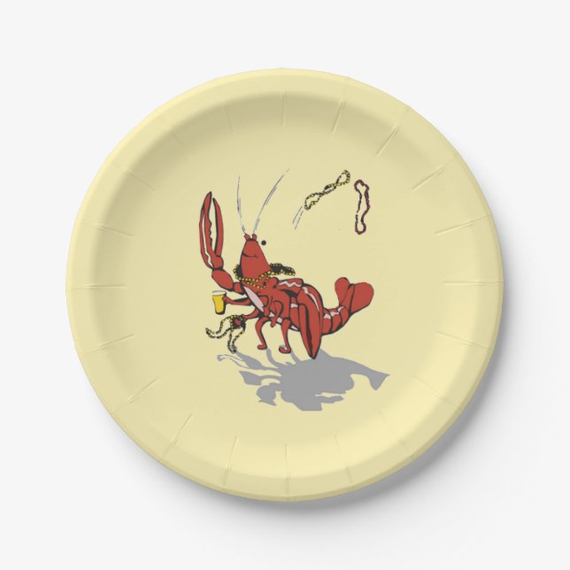 Mardi Gras Partying Crawfish Pappteller (Vorderseite)