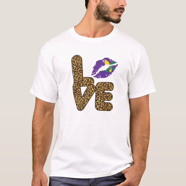 Mardi Gras Peace Liebe Funny Mardi Gras Carnival D T-Shirt (Vorderseite)