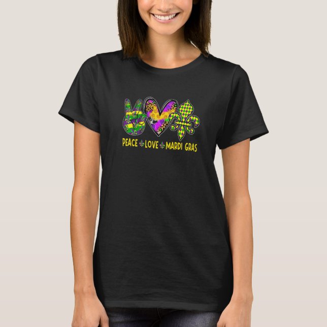 Mardi Gras Peace Love Mardi Gras Funny Mardi Gras  T-Shirt (Vorderseite)