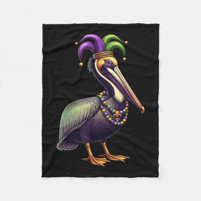 Mardi Gras Pelican Louisiana Parade Tierheim Fleecedecke (Vorderseite)