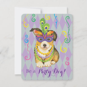 Mardi Gras Pembroke Welsh Corgi Einladung
