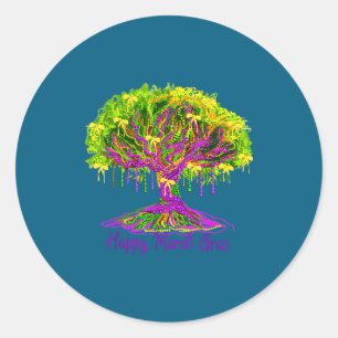 Mardi Gras Perlen Baum Karneval New Orleans 2026 W Runder Aufkleber