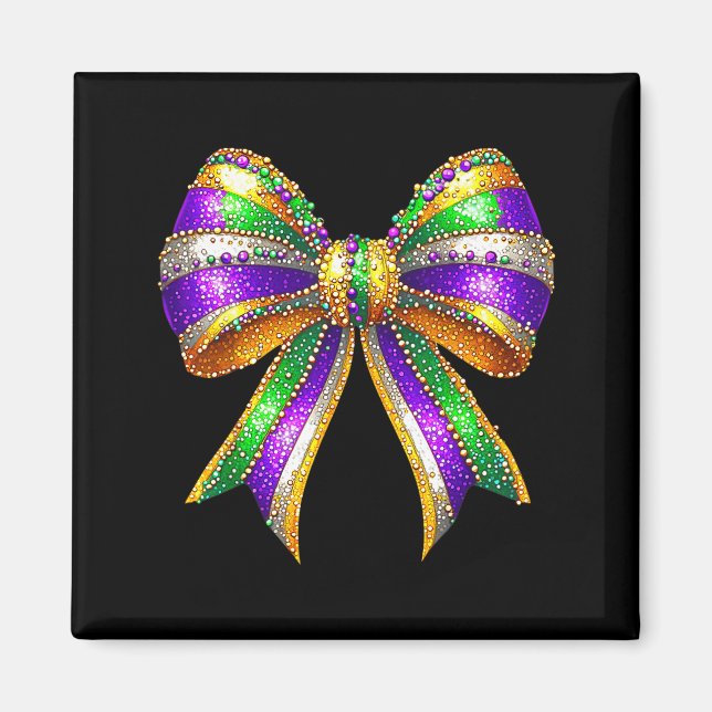Mardi Gras Perlen Coquette Bogen Design Magnet (Vorne)