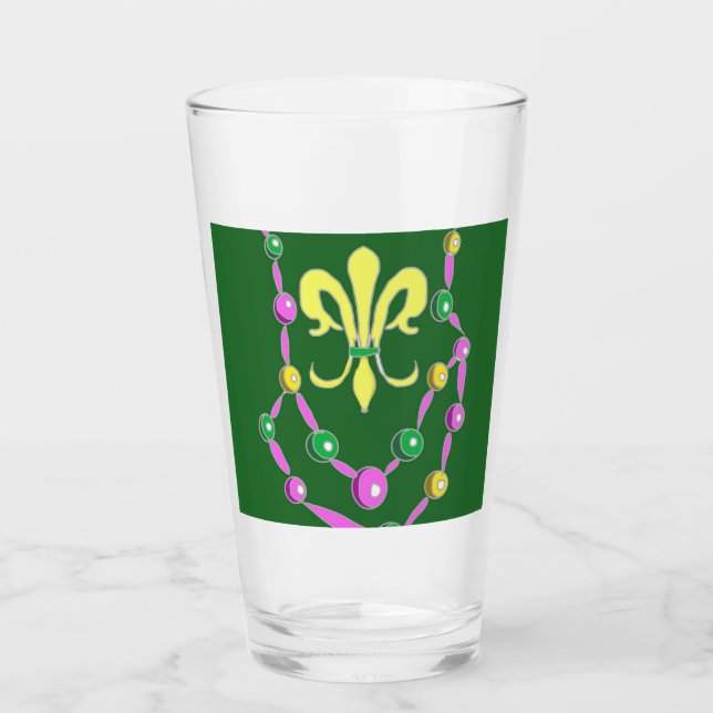 Mardi Gras Perlen Design farbenfroh Glas (Vorderseite)