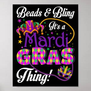 Mardi Gras-Perlen und Bling-Perlen Maske Federn Je Poster