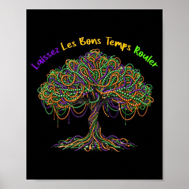 Mardi Gras-Perlenbaum-Karousel-Illustration Poster (Vorne)