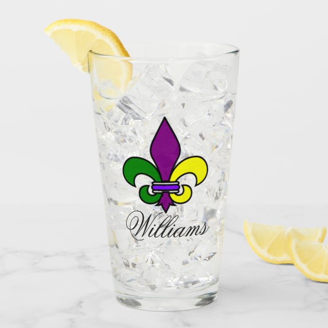 Mardi Gras Personalisiert Glas (Vorderseite Ice)