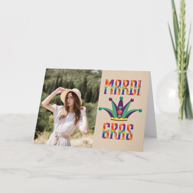 Mardi Gras Personalisierte Fotokarte Dankeskarte (Vorderseite)