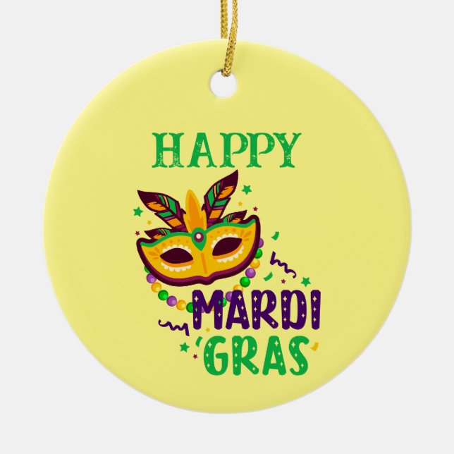 Mardi Gras Personalisiertes Foto Keramik Ornament (Vorne)