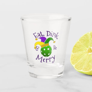 Mardi Gras Pickleball Eat Dink Be Merry Schnapsglas
