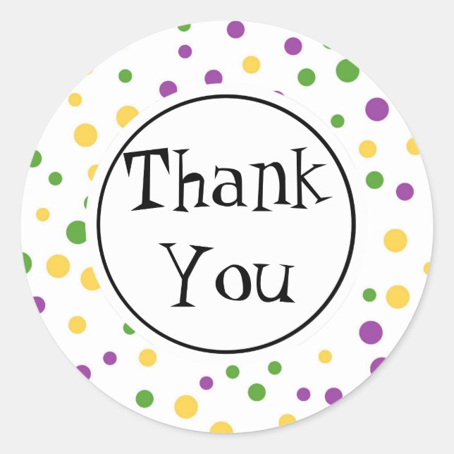 Mardi Gras Polka Dot Birthday Runder Aufkleber (Vorderseite)