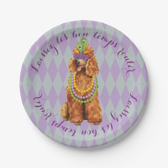 Mardi Gras Poodle Pappteller (Vorderseite)