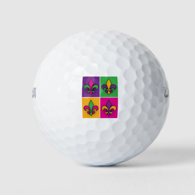 Mardi Gras Pop Art Lilie Golfball (Vorderseite)