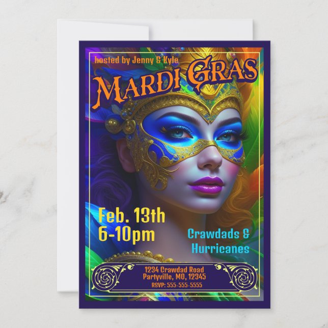 Mardi Gras Poster Einladungen (Vorderseite)