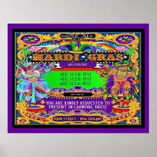 Mardi Gras Poster soll individuell angepasst werde