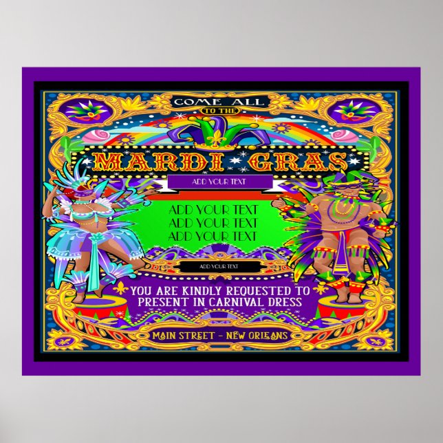 Mardi Gras Poster soll individuell angepasst werde (Vorne)