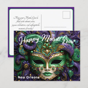 💚 💜 💛 Mardi Gras Postkarte