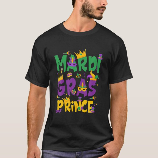Mardi Gras Prince Funny Mardi Gras Karnevalsbeads T-Shirt (Vorderseite)