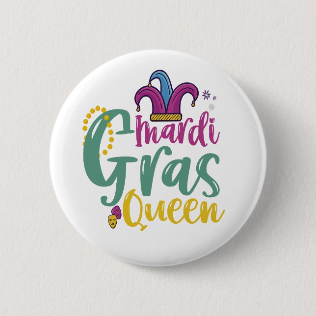 Mardi Gras Princess Funny Mardi Gras Karnival Button (Vorderseite)