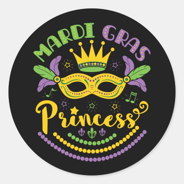 Mardi Gras Princess Runder Aufkleber (Vorderseite)