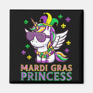 Mardi Gras Prinzessin Einhorn Fat Tuesday Mädchen  Magnet