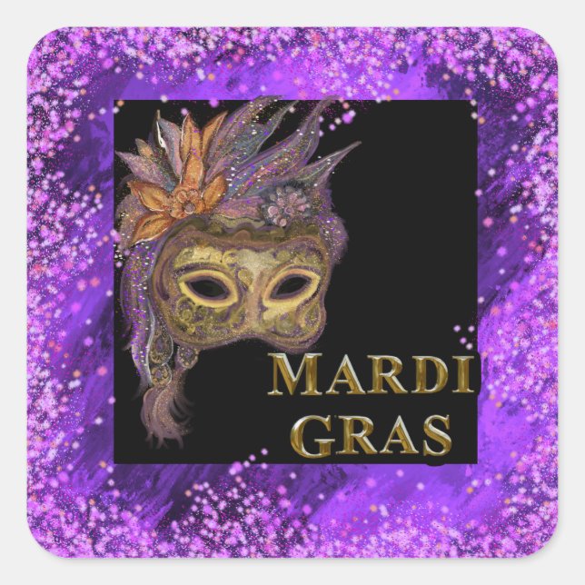 Mardi Gras Quadratischer Aufkleber (Vorderseite)