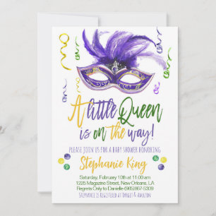Mardi Gras Queen Baby Shower Einladung