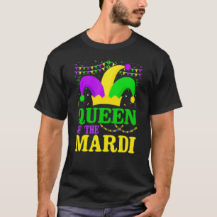 Mardi Gras Queen Carnival Parade Jester Beads Gra T-Shirt