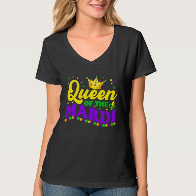 Mardi Gras Queen Crow  Mardi Gras Beads Carnival O T-Shirt (Vorderseite)