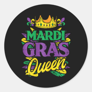 Mardi Gras Queen Crown Funny Mardi Gras Carnival W Runder Aufkleber