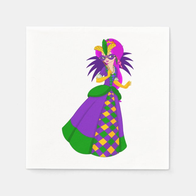 Mardi Gras Queen Paper Napkins Serviette (Vorderseite)