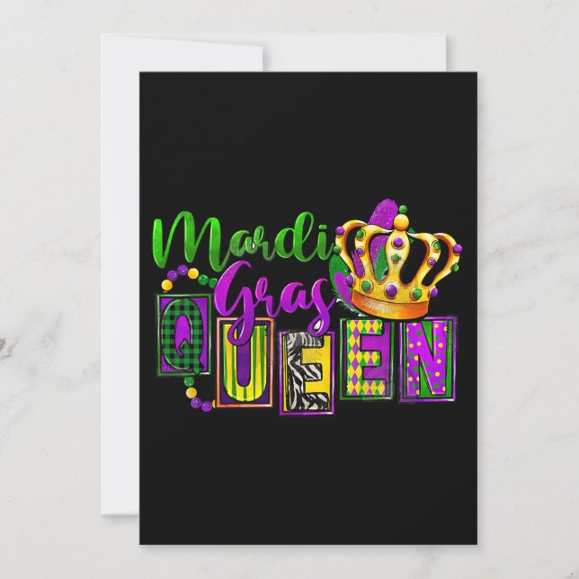 Mardi Gras Queen Parade Kostüme Party Mardi Einladung (Vorderseite)