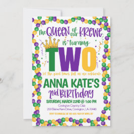 Mardi Gras Queen zum zweiten Geburtstag Einladung