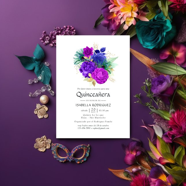 Mardi Gras Quinceañera Einladung (Von Creator hochgeladen)