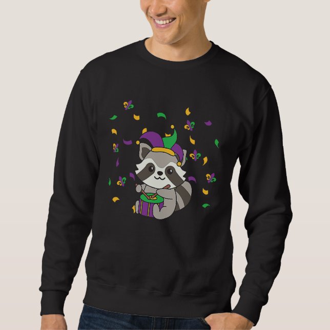 Mardi Gras Raccoon With Drum Mardi Gras Costume Sweatshirt (Vorderseite)