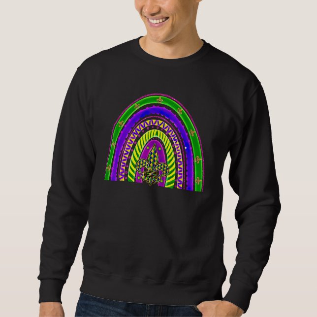 Mardi Gras Rainbow Fleur De Lis Costume Carnaval P Sweatshirt (Vorderseite)