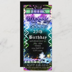 Mardi Gras Rainbow Glow VIP Geburtstagsparty Ticke Einladung