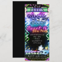 Mardi Gras Rainbow Glow VIP SWEET 16 Party Ticket
