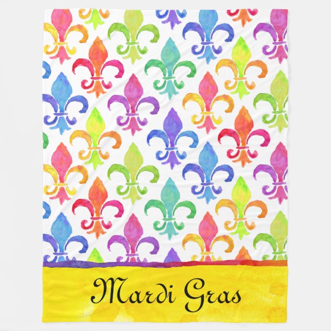 Mardi Gras Rainbow Lilie Pattern Fleecedecke (Vorderseite)