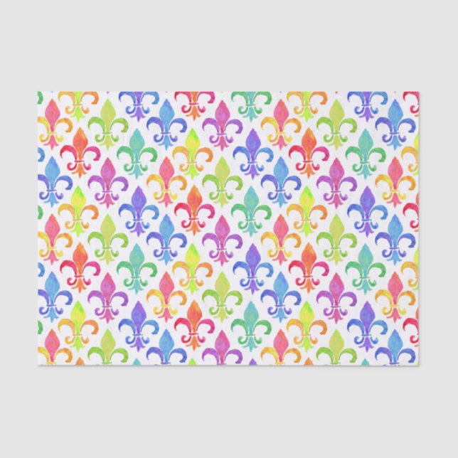 Mardi Gras Rainbow Lilie Pattern Seidenpapier (Vorderseite)